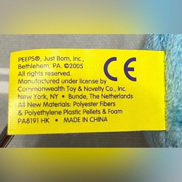 PEEPS Just Born 2005 Blue Easter Bunny Rabbit Plush Toy Stuffed Animal with tags - Picture 3 of 5